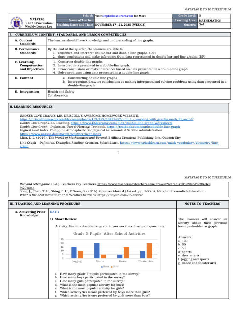 Double-Line Graphs Lesson Plan | PDF | Curriculum | Teachers