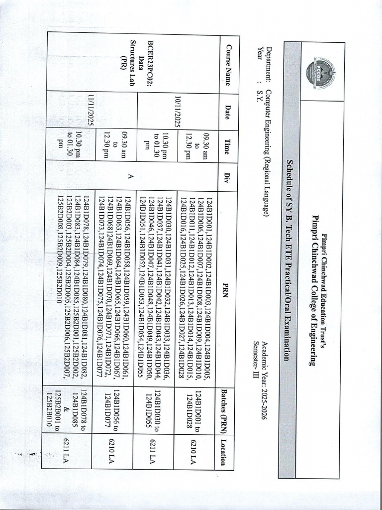Practical Exam Schedule (Regular and Reregistered Students) | PDF