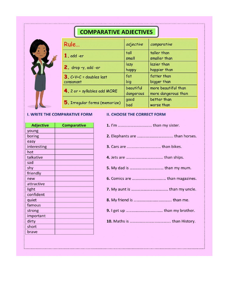 Worksheet Comparatives Only | PDF