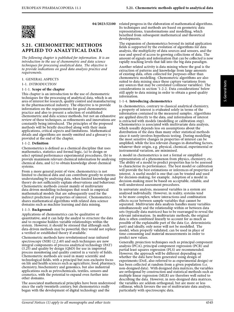 Chemometric Methods in Analytical Data | PDF | Cross Validation ...