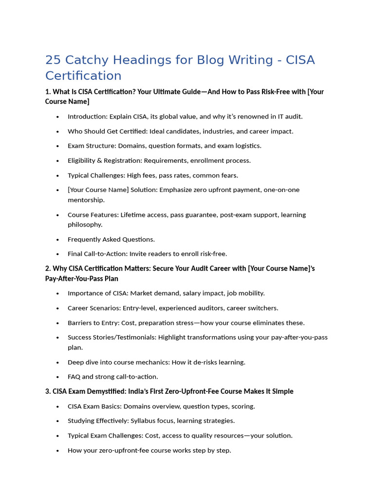 25 Catchy Headings For Blog Writting | PDF | Mentorship | Learning