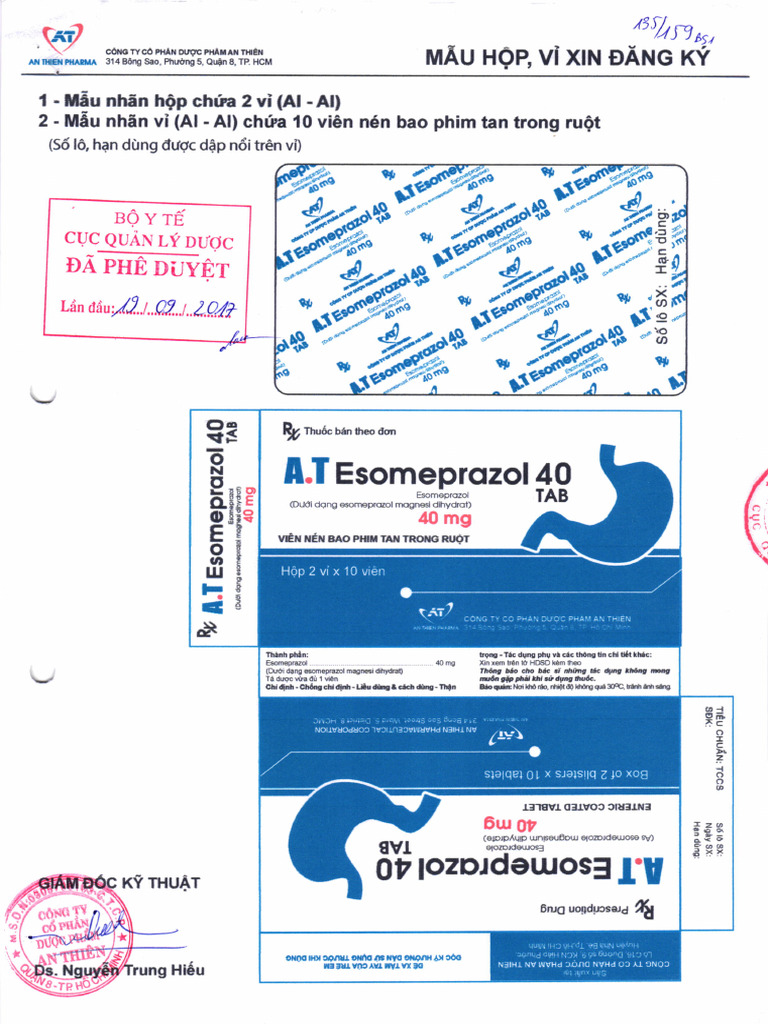 A.T Esomeprazol 40 Tab - VD-27789-17 | PDF