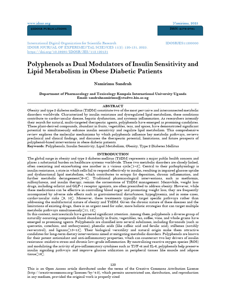 Polyphenols and Metabolic Health in Diabetes | PDF | Lipoprotein ...