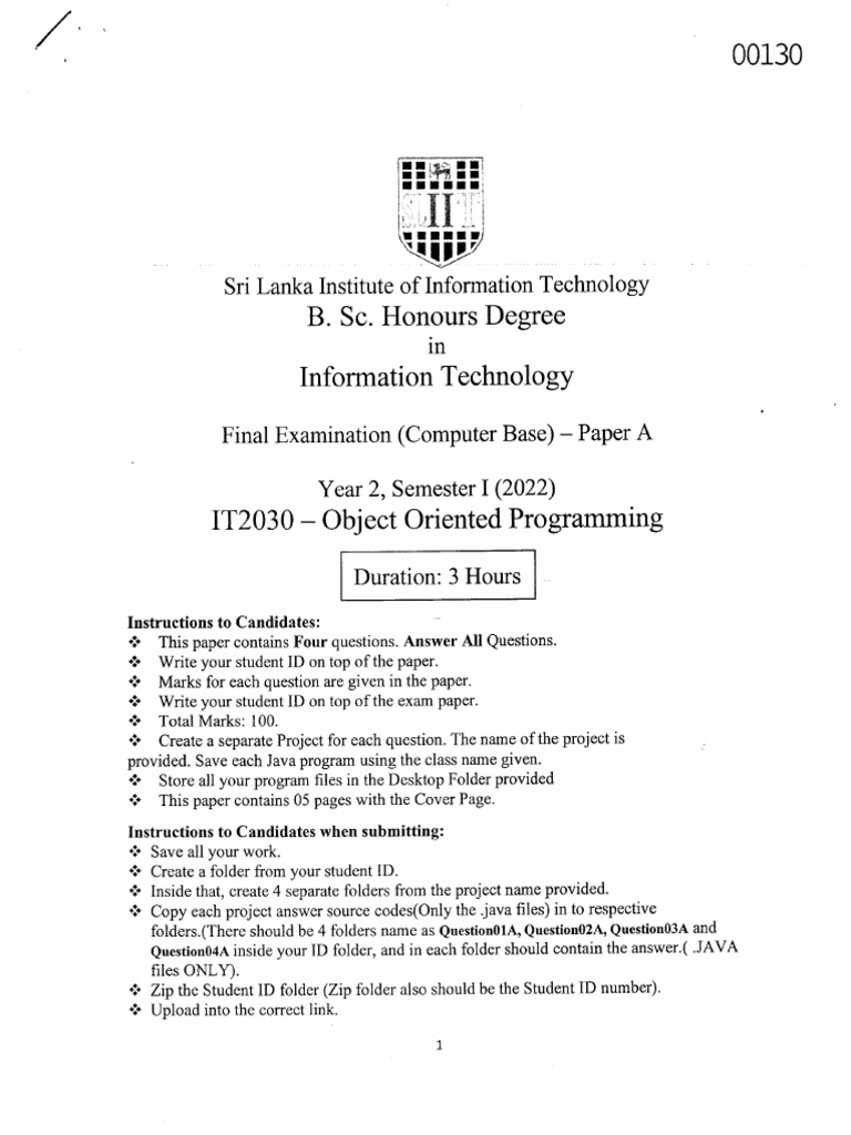 Object-Oriented Programming Exam Paper | PDF | Queue (Abstract Data ...