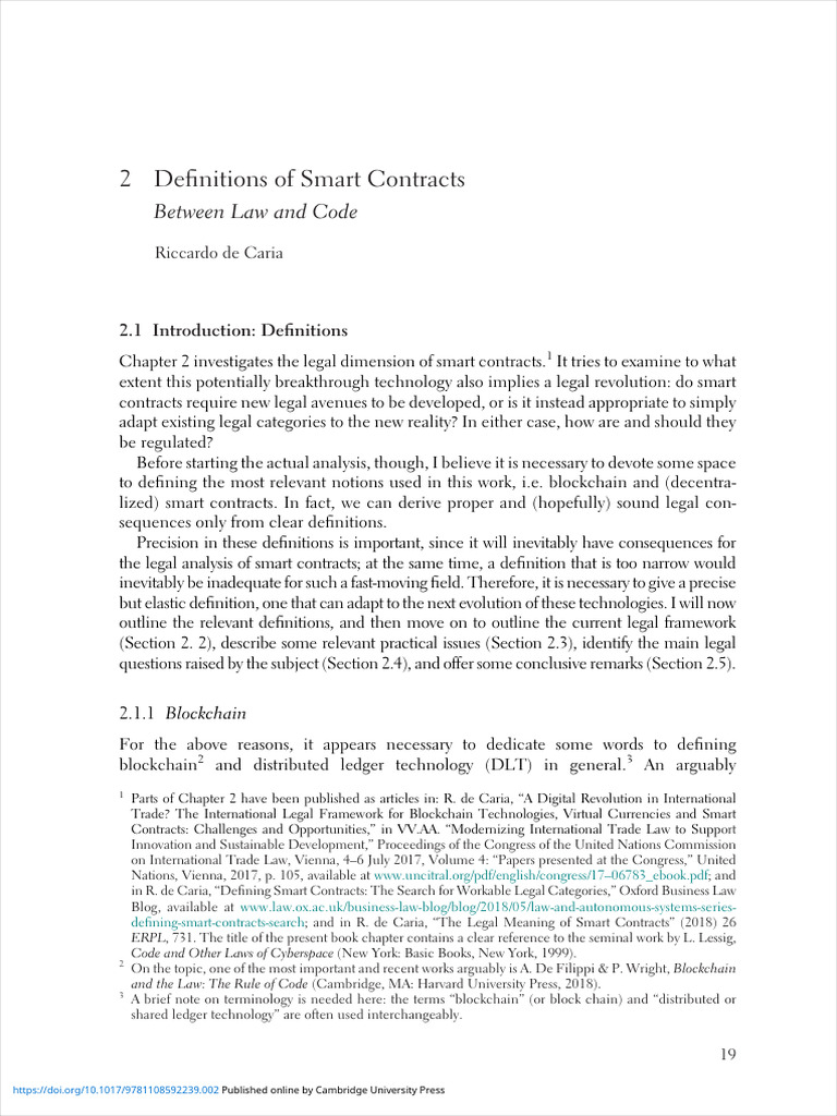 Legal Definitions of Smart Contracts | PDF