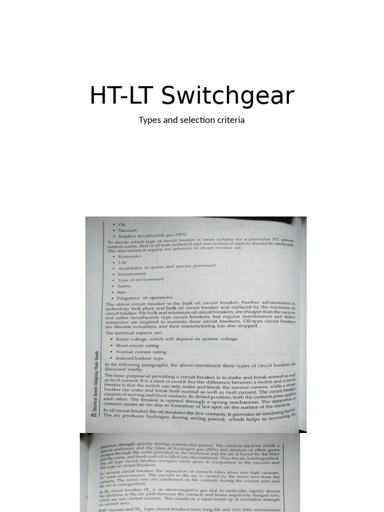 HT-LT Switchgear | PDF