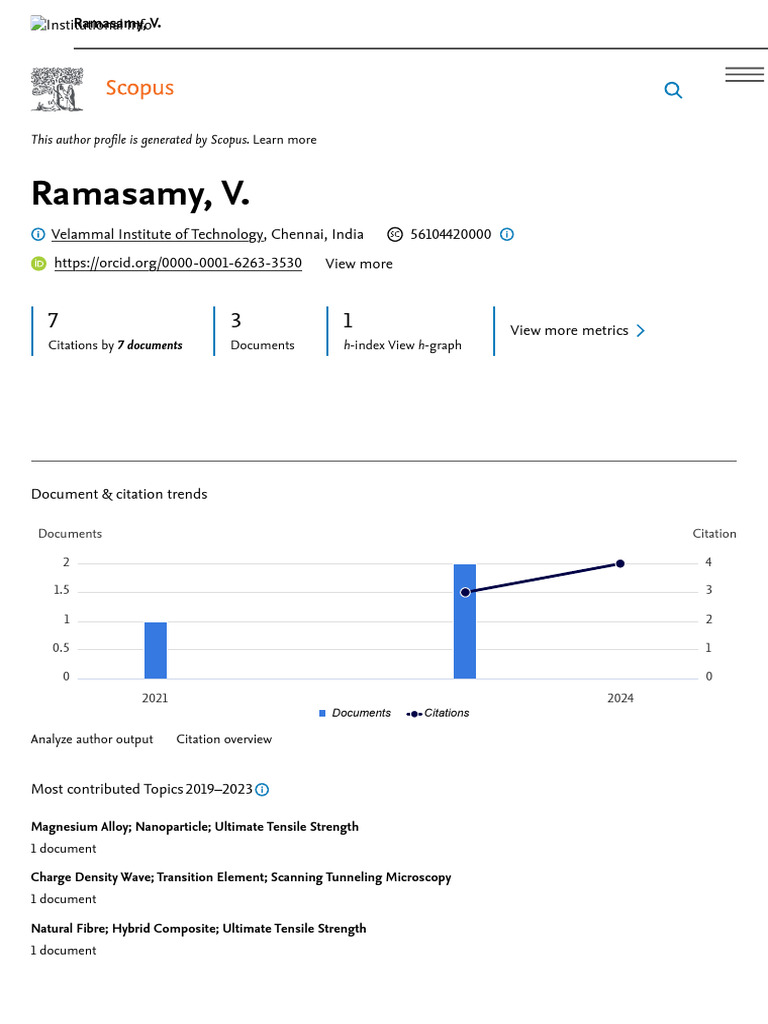 Ramasamy V's Scopus Author Profile | PDF