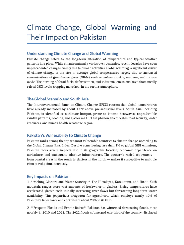 Climate Change Impacts on Pakistan | PDF | Greenhouse Gas | Climate Change