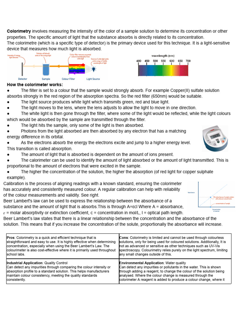 Colorimetry and UV-Vis Spectroscopy Guide | PDF | Ultraviolet–Visible ...
