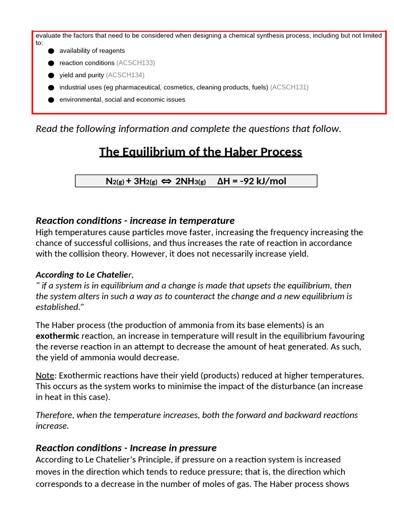 Haber Process | PDF | Reaction Rate | Chemical Reactions