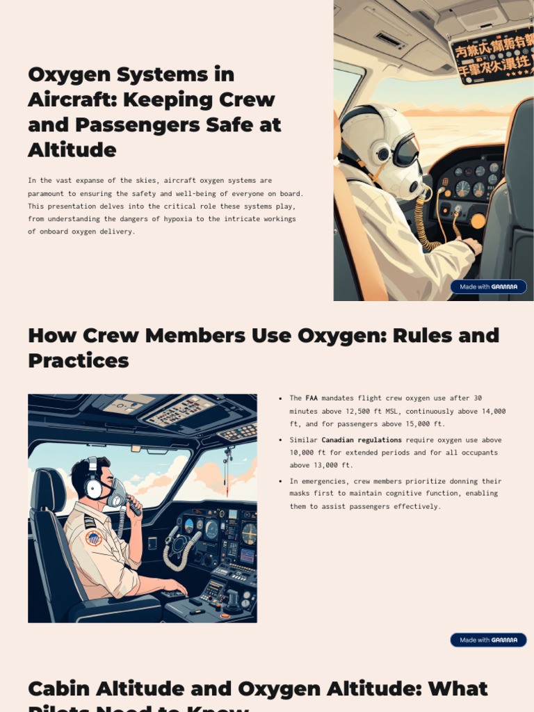 Aircraft Oxygen Systems Explained | PDF | Oxygen | Altitude