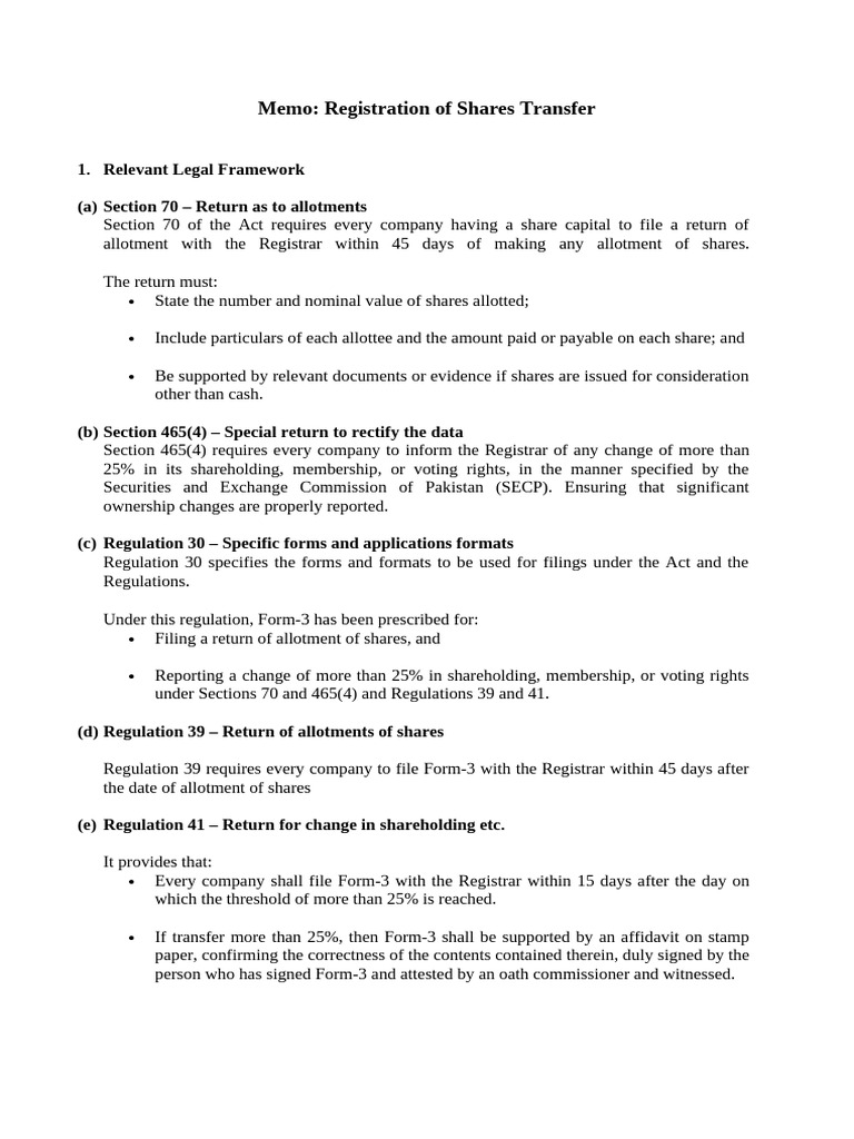 Share Transfer Registration Process Guide | PDF | Affidavit | Share ...