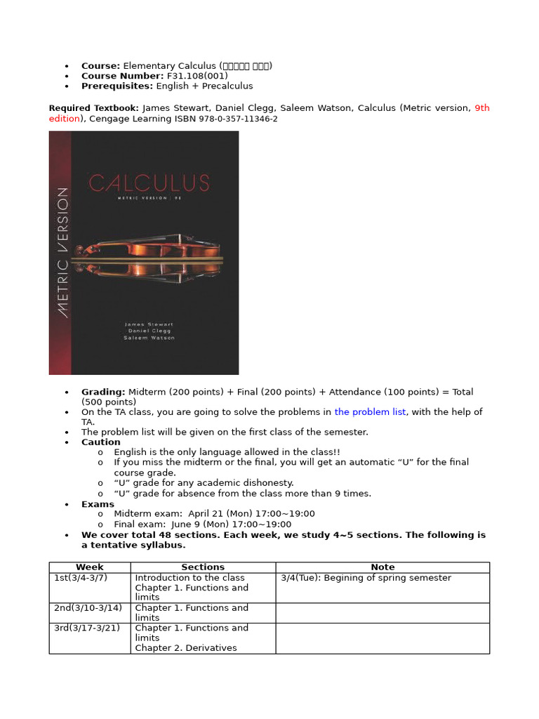 Elementary Calculus Course Overview | PDF | Mathematics | Mathematical ...