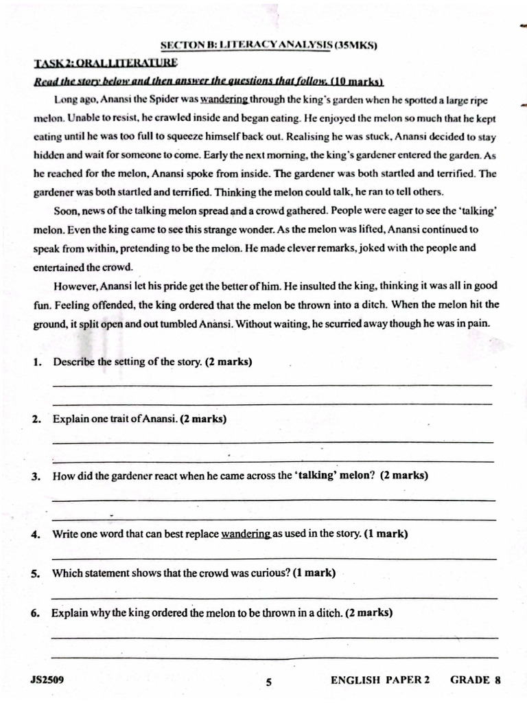 English Paper 2 | PDF