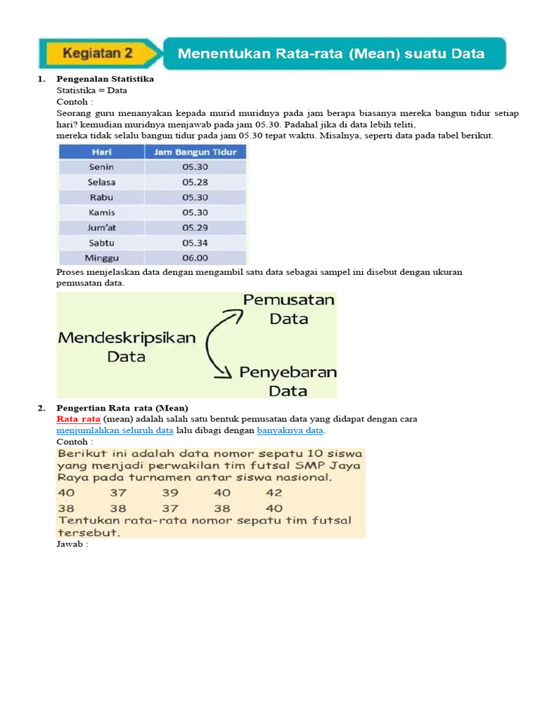 Pengenalan dan Contoh Rata-rata Statistika | PDF
