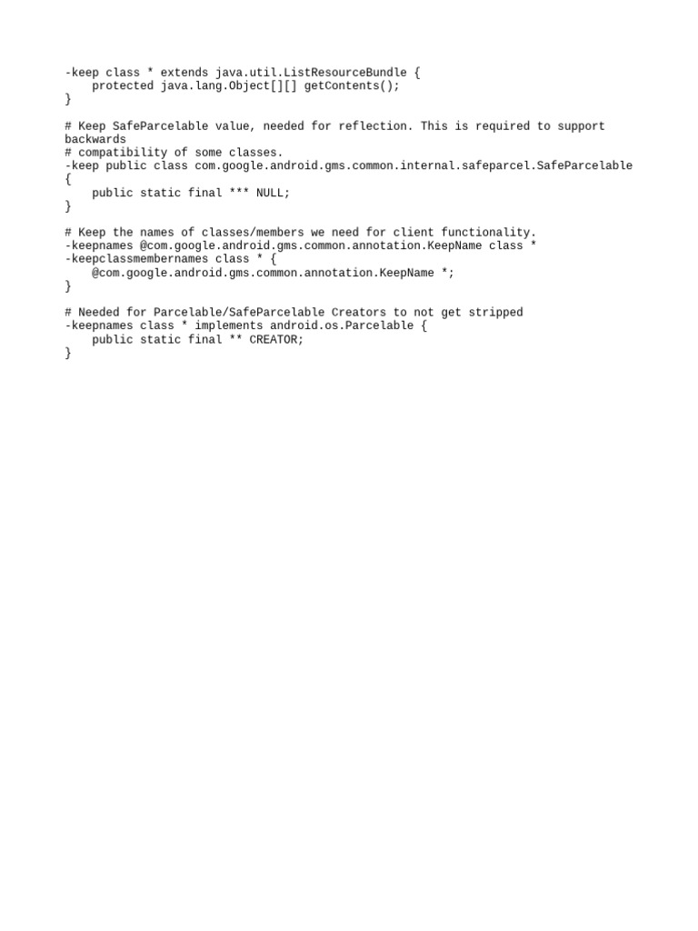 ProGuard Rules for Android Parcelable | PDF
