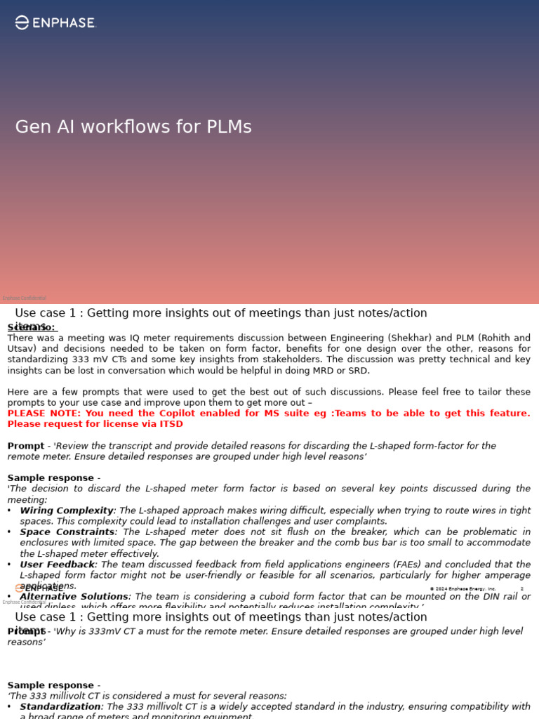 Gen AI Workflows for PLM Insights | PDF | Electrical Grid | Electric Power