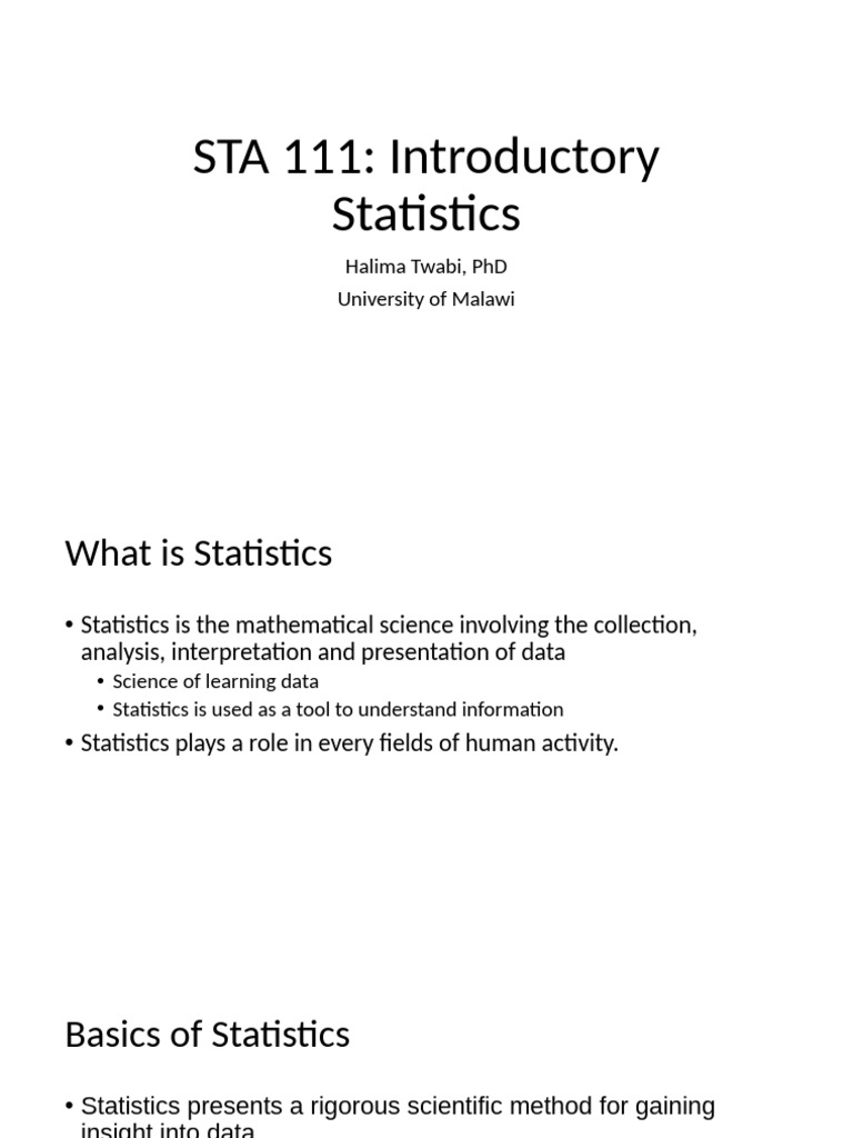 Intro to Statistics: Key Concepts & Applications | PDF | Statistics ...