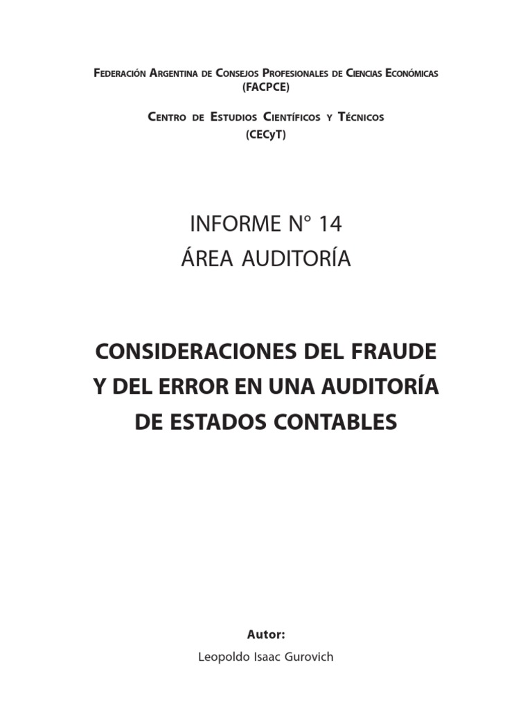 Informe 14 Consideraciones Del Fraude y Del Error en Una Auditoria de ...