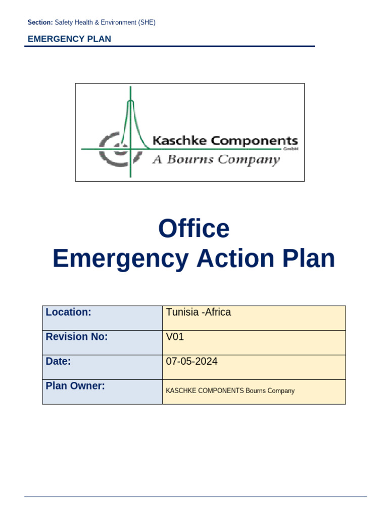 Tunisia Office Emergency Action Plan | PDF | Emergency | Emergency ...