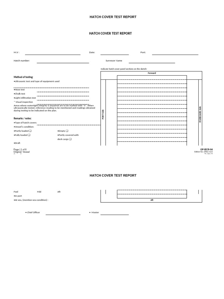 Hatch Cover Integrity Test Report | PDF | Leak | Corrosion