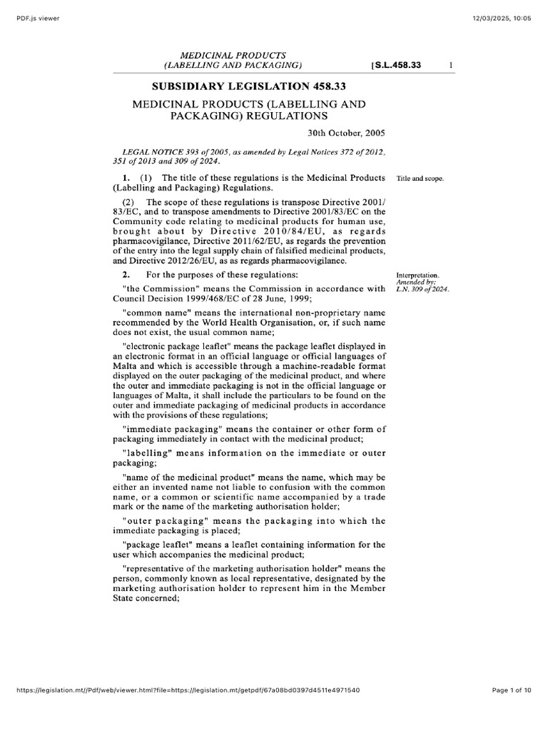 485.33 - Medicinal Products (Labelling and Packaging) Regulations | PDF ...
