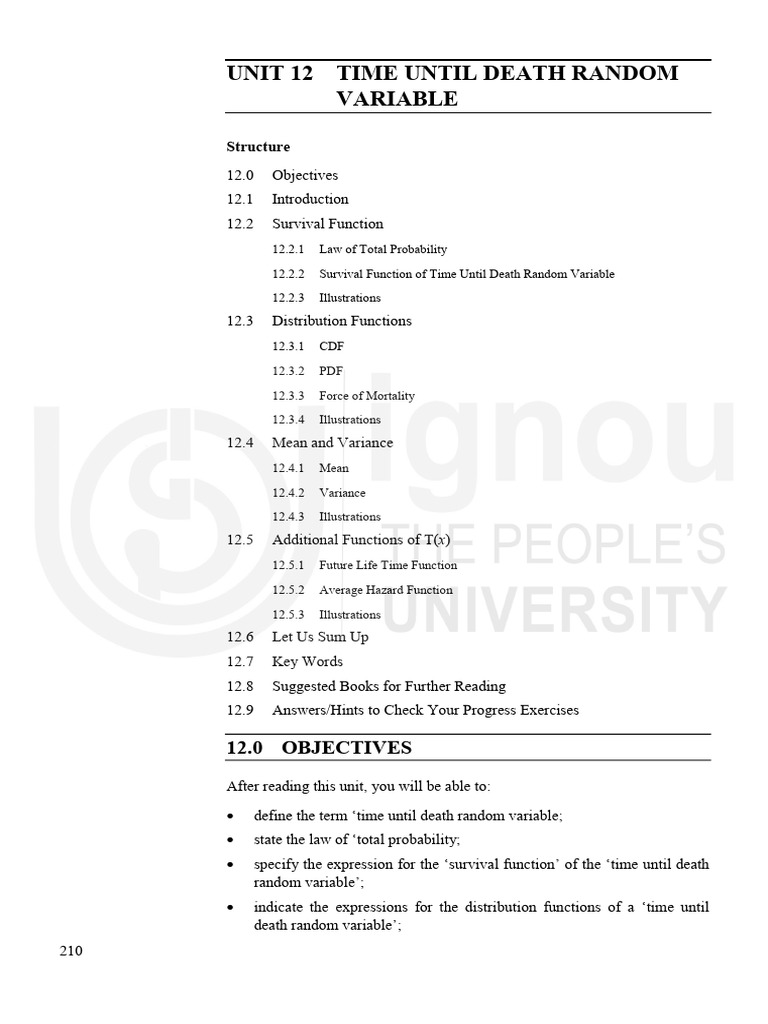 Time Until Death Random Variable Explained | PDF | Probability ...