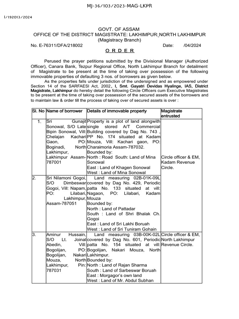 DM Order Aminur Hussain Sarathi | PDF | Justice | Crime & Violence