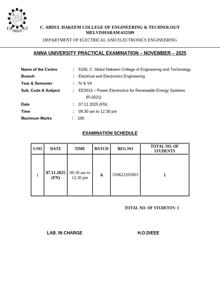 EE3014 Power Electronics Exam Schedule | PDF | Photovoltaic System ...