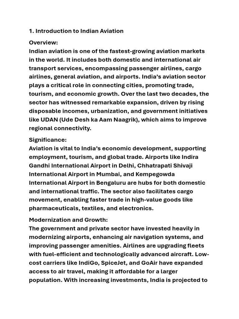 Overview of Indian Aviation Sector | PDF | Aviation | Economies