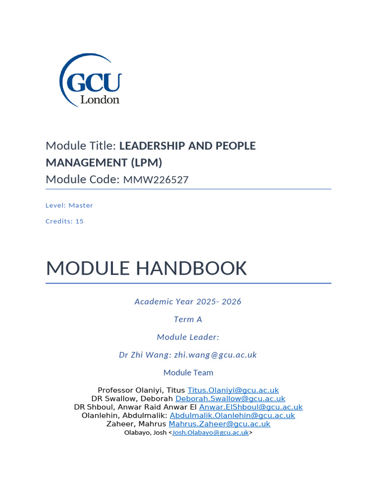 Leadership and People Management Module | PDF | Performance Appraisal ...