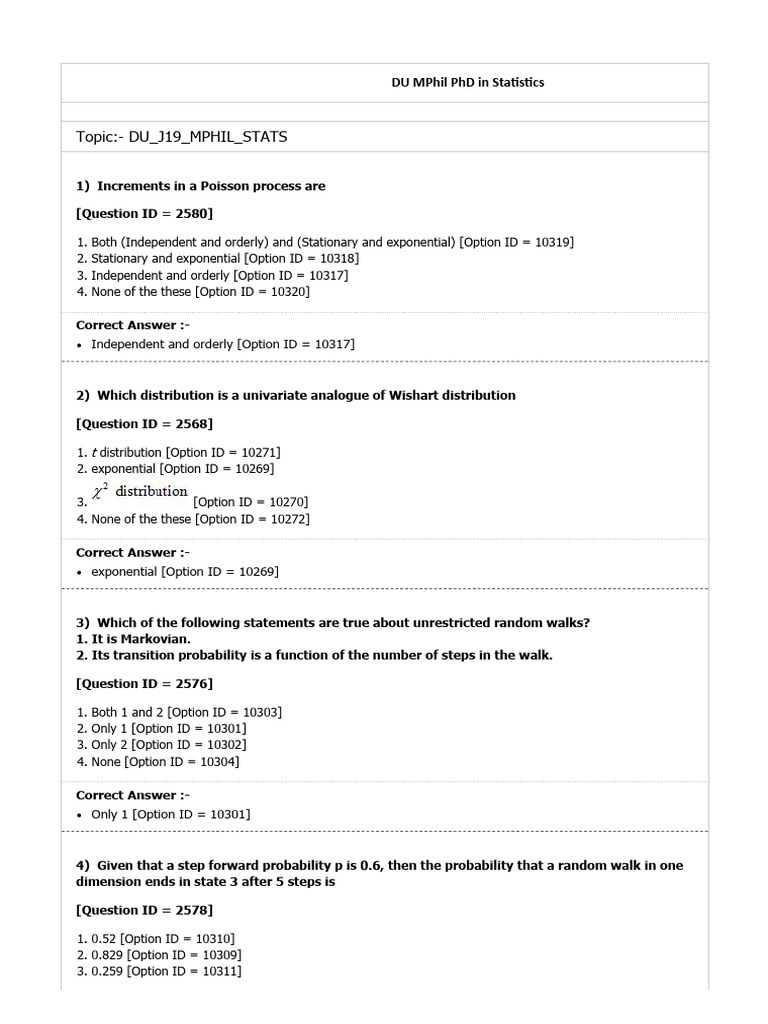 Statistics Exam Questions and Answers | PDF | Estimator | Errors And ...