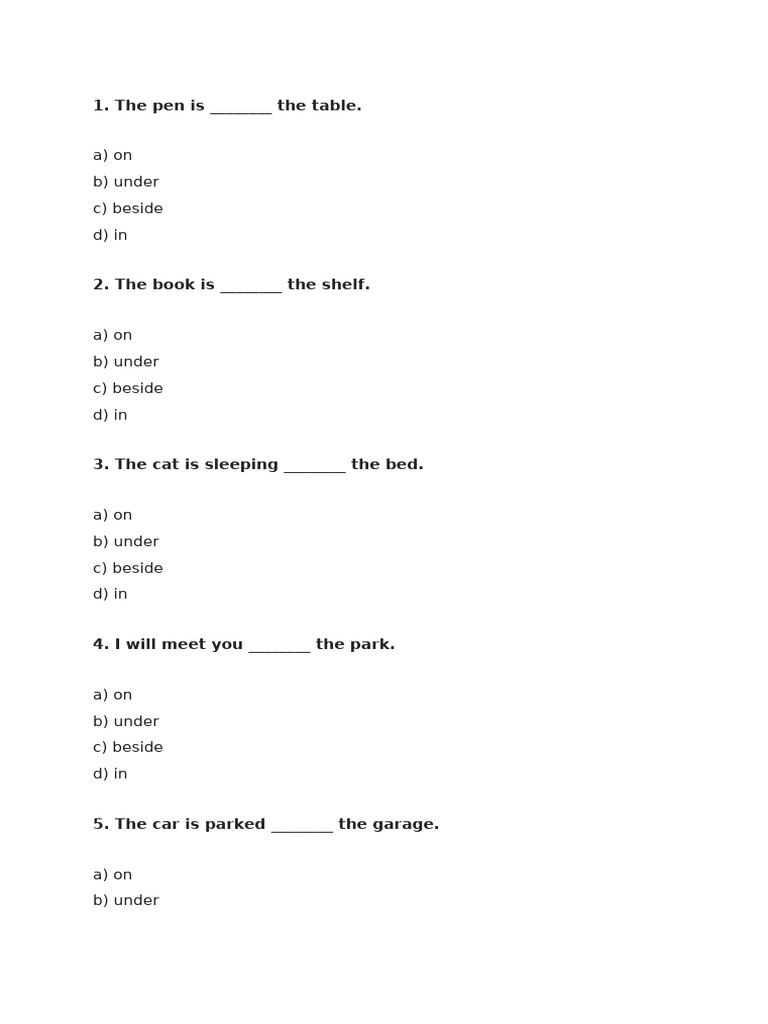 Prepositions Practice Exercises | PDF