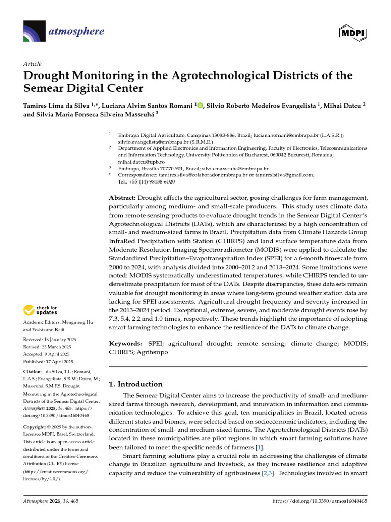 Drought Trends in Brazil's Agrotechnological Districts | PDF | Drought ...