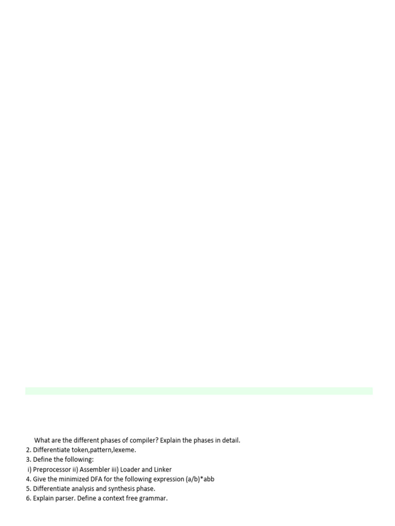 Compiler Design Assessment for CSE Students | PDF