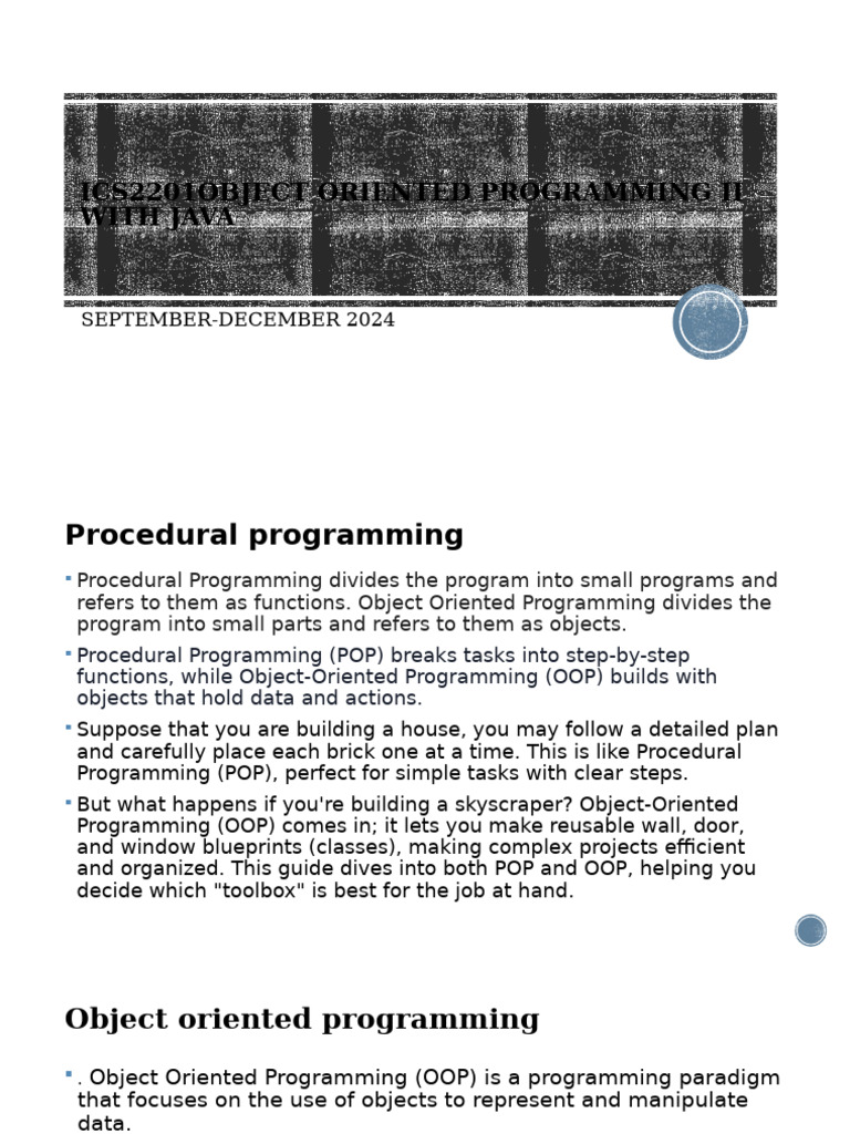 OOP vs Procedural Programming in Java | PDF | Class (Computer ...