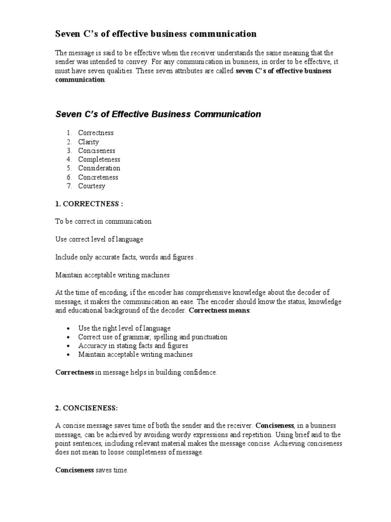 Seven C's of Effective Communication | PDF | Business | Social Science