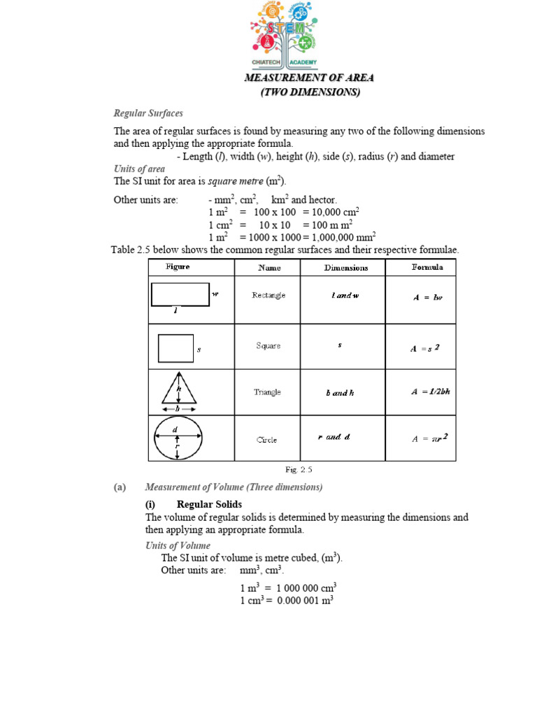 Area and Volume Measurement Guide | PDF | Volume | Weighing Scale