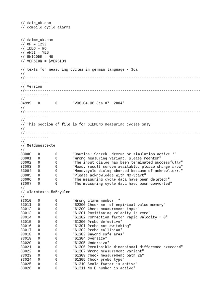 Siemens Measuring Cycle Alarms | PDF | Engineering Tolerance