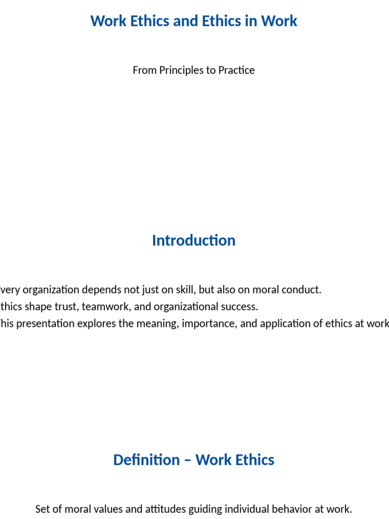 Work Ethics vs. Ethics in Work Explained | PDF | Reputation | Integrity