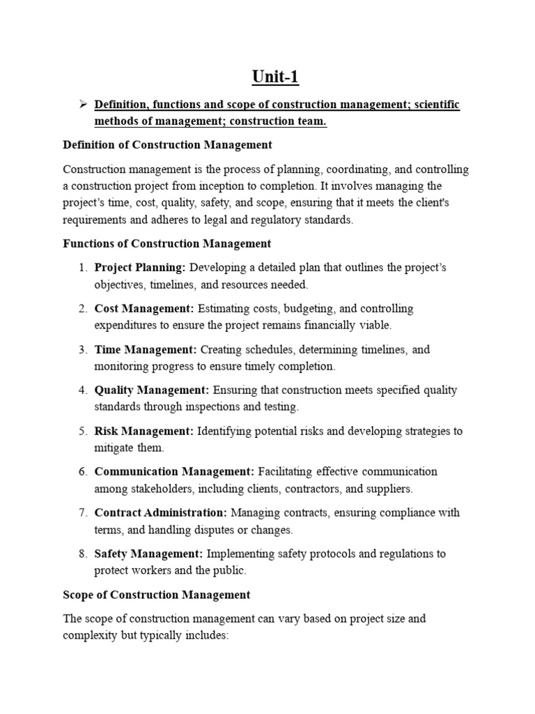 Construction Management Overview Guide | PDF | Business