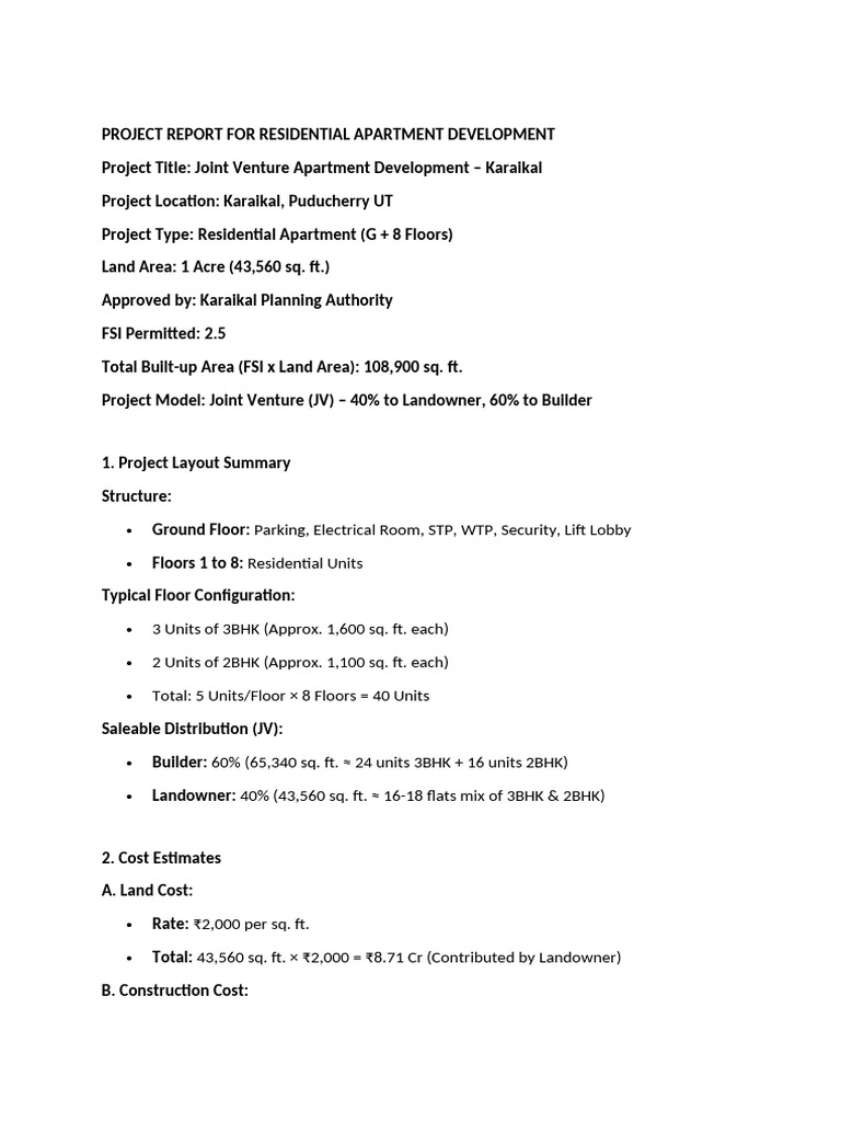 Karaikal Residential Apartment Project Report | PDF | Building Engineering