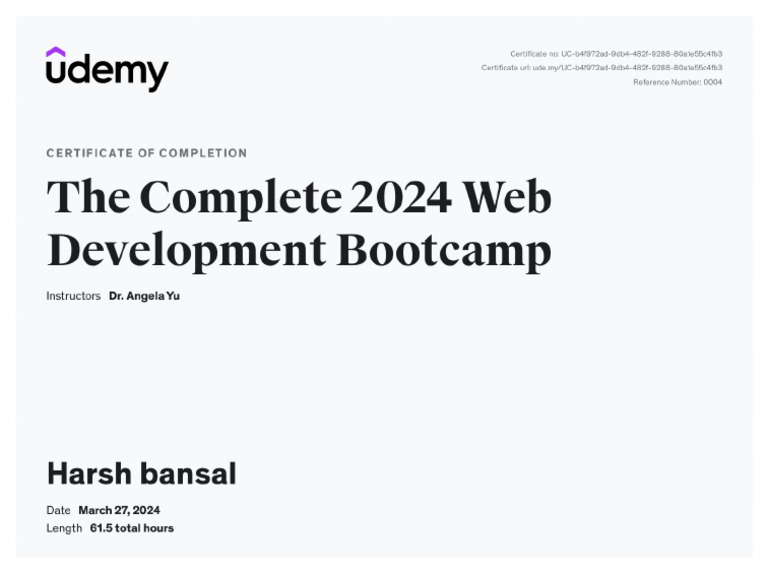 Udemy-Complete 2024 Web Development Bootcamp | PDF