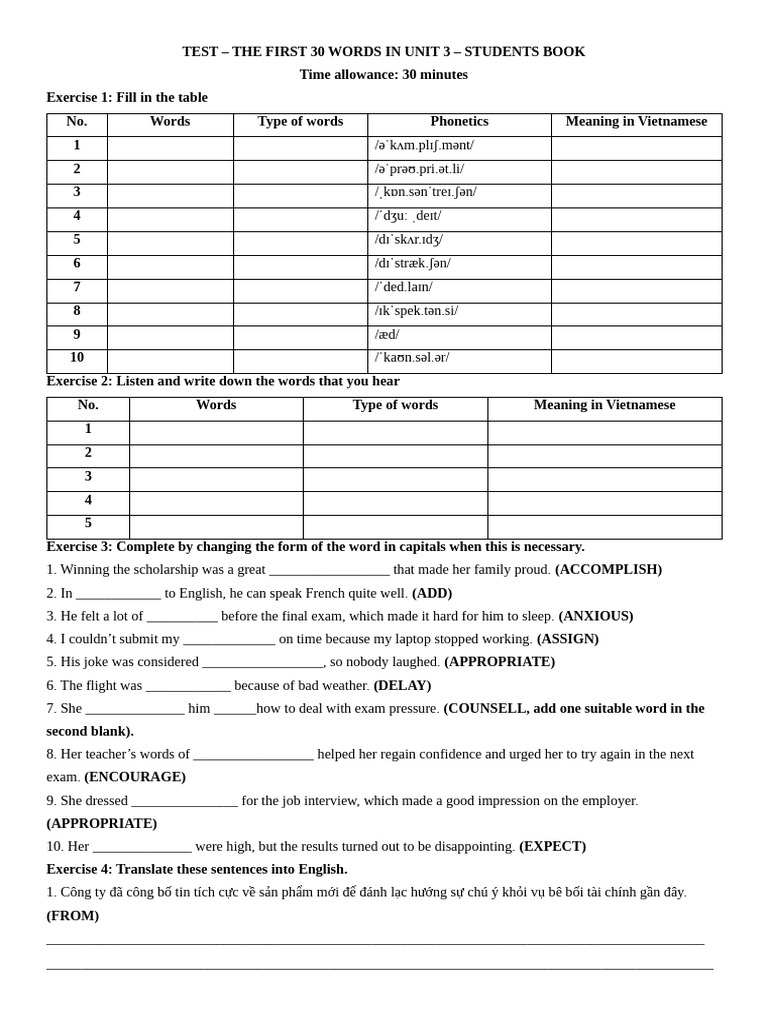Unit 3 Vocabulary and Exercises Guide | PDF | Chess Theory | Chess