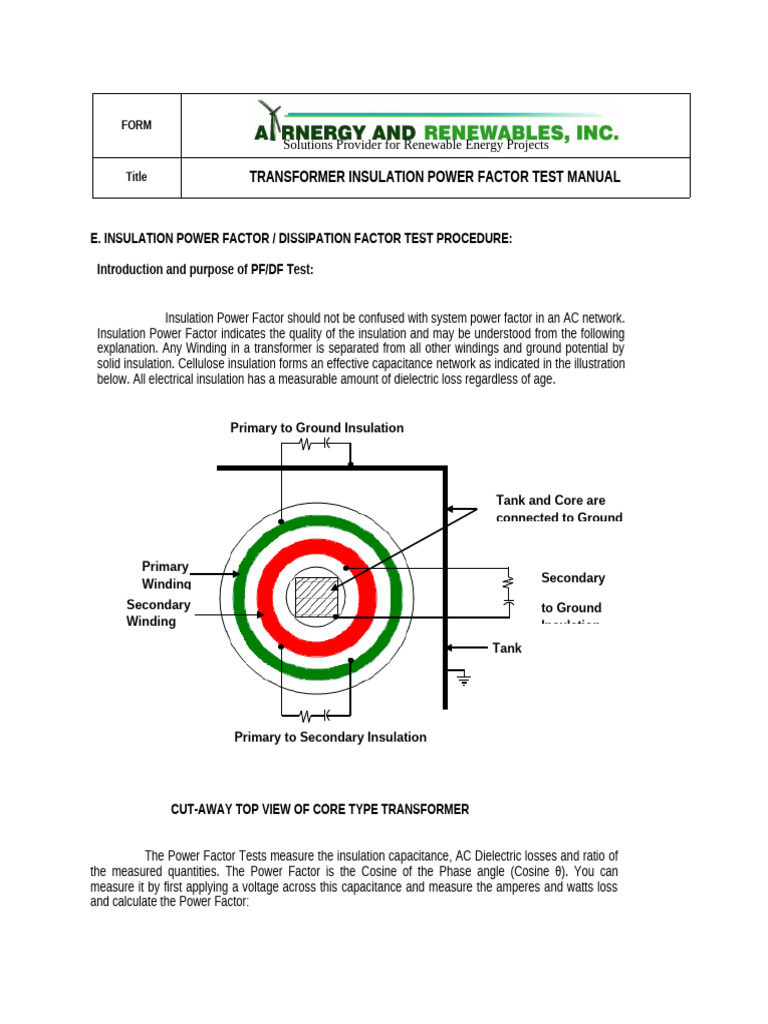 Transformer Insulation Power Factor Testing | PDF | Transformer ...