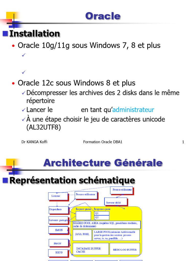 Guide d'Installation et Architecture Oracle | PDF | Base de données ...