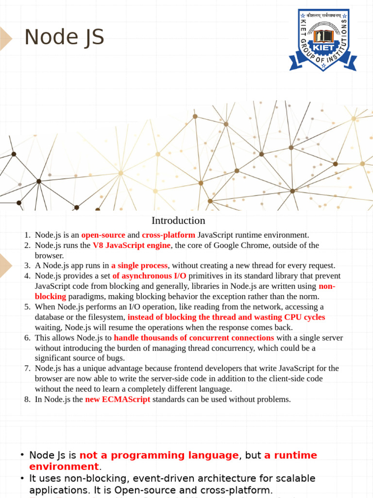 Understanding Node.js Architecture and Features | PDF | Java Script ...