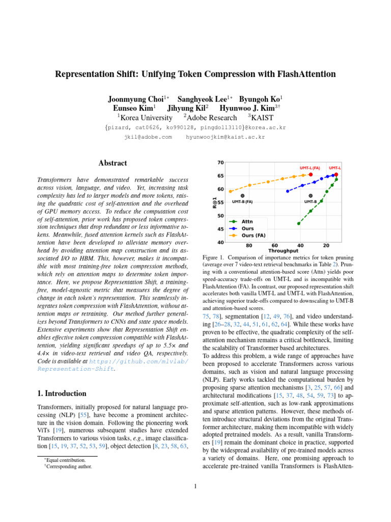 Representation Shift: Unifying Token Compression With Flashattention ...