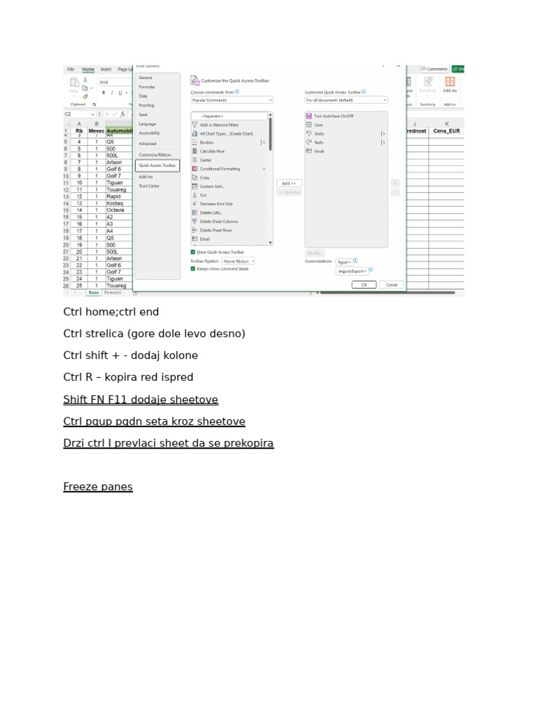 Excel Shortcuts and Functions Guide | PDF