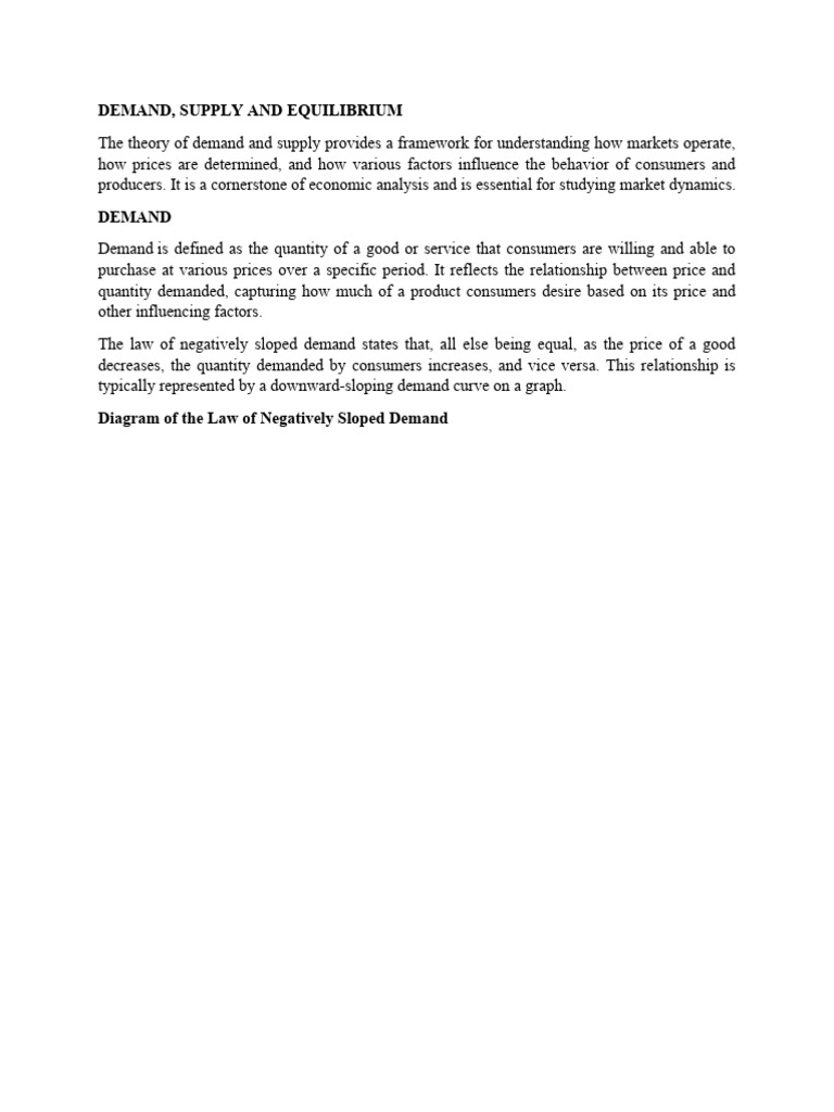 Demand, Supply and Equilibrium | PDF | Demand | Supply (Economics)
